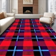 thumbnail image 1 of ODIKA 4'x6' Machine Washable Non-Slip Area Rug, Festive Tartan Plaid with Bold Stripes and Classic Checks High Traffic Rug with Pad, Red, 615947, 1 of 8
