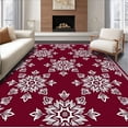 thumbnail image 1 of ODIKA 4'x6' Machine Washable Non-Slip Area Rug, Festive Winter Holiday Elegant Rustic Nordic Snowflake High Traffic Rug, Purple, 621735, 1 of 7
