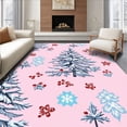 thumbnail image 1 of ODIKA 4'x6' Machine Washable Non-Slip Area Rug, Festive Winter Woodland Scene Latch Hook High Traffic Rug, Pink, 644188, 1 of 7