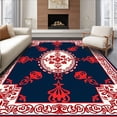 thumbnail image 1 of ODIKA 4'x6' Machine Washable Non-Slip Area Rug, Floral Design Featuring Repeating Vine High Traffic Rug with Pad, Blue, 530994, 1 of 8