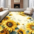thumbnail image 1 of ODIKA 4'x6' Machine Washable Non-Slip Area Rug, Artistic Sunflower Door in Half Circle Shape for Welcoming Spaces High Traffic Rug with Pad, Yellow, 63100, 1 of 8
