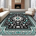 thumbnail image 1 of ODIKA 4'x6' Machine Washable Non-Slip Area Rug, Floral Medallion Scrollwork Motif with Intricate Baroque Accents High Traffic Rug, Black, 563979, 1 of 7