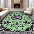 thumbnail image 1 of ODIKA 4'x6' Machine Washable Non-Slip Area Rug, Floral Medallion with Interlocking Petal Motifs and Filigree Borders High Traffic Rug, Green, 701647, 1 of 7