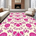 thumbnail image 1 of ODIKA 4'x6' Machine Washable Non-Slip Area Rug, Floral Medallion with Ornate Swirls and Classic Motifs High Traffic Rug, Pink, 598203, 1 of 7