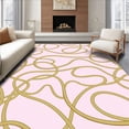 thumbnail image 1 of ODIKA 4'x6' Machine Washable Non-Slip Area Rug, Flow Featuring Interlocking Waveforms and Subdued Metallic Luster High Traffic Rug, Pink, 543929, 1 of 7