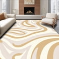 thumbnail image 1 of ODIKA 4'x6' Machine Washable Non-Slip Area Rug, Flowing Wave Motif Modern Minimalist Art High Traffic Rug with Pad, Beige, 520534, 1 of 8