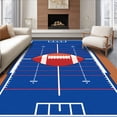 thumbnail image 1 of ODIKA 4'x6' Machine Washable Non-Slip Area Rug, Football Field Yard Lines Central High Traffic Rug with Pad, Blue, 841104, 1 of 8