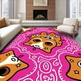 thumbnail image 1 of ODIKA 4'x6' Machine Washable Non-Slip Area Rug, French Character Accented with Whimsical Comic Doodles High Traffic Rug with Pad, Pink, 728844, 1 of 8