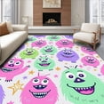 thumbnail image 1 of ODIKA 4'x6' Machine Washable Non-Slip Area Rug, Friendly Monster Creatures Enchanted Forest Fantasy Magical Beings High Traffic Rug with Pad, Pink, 728560, 1 of 8