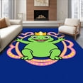 thumbnail image 1 of ODIKA 4'x6' Machine Washable Non-Slip Area Rug, Frog Prince With Surrounded By Motif Interlocking High Traffic Rug, Blue, 727322, 1 of 7