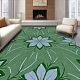 thumbnail image 1 of ODIKA 4'x6' Machine Washable Non-Slip Area Rug, Frosted Evergreen Branches and Stylized Flake Array Design High Traffic Rug with Pad, Green, 655826, 1 of 8