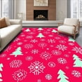 thumbnail image 1 of ODIKA 4'x6' Machine Washable Non-Slip Area Rug, Frosted Evergreen with Delicate Snow Flurry Motifs High Traffic Rug with Pad, Red, 611499, 1 of 8