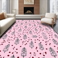 thumbnail image 1 of ODIKA 4'x6' Machine Washable Non-Slip Area Rug, Frosted Pine Snowflake with Winter Berry Accents High Traffic Rug with Pad, Pink, 629994, 1 of 8