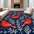 thumbnail image 1 of ODIKA 4'x6' Machine Washable Non-Slip Area Rug, Frosty Meadow Songbird Joyful Celebration Platform High Traffic Rug with Pad, Red, 631480, 1 of 8