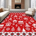 thumbnail image 1 of ODIKA 4'x6' Machine Washable Non-Slip Area Rug, Frosty Village Evening Fireside Gathering Celebration High Traffic Rug with Pad, Red, 629906, 1 of 8