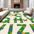 thumbnail image 1 of ODIKA 4'x6' Machine Washable Non-Slip Area Rug, Garden Bloom Letter Recognition with Alphabet Design High Traffic Rug, Green, 700721, 1 of 7