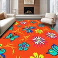 thumbnail image 1 of ODIKA 4'x6' Machine Washable Non-Slip Area Rug, Garden Floral Meadow Springtime Fantasy High Traffic Rug, Orange, 724015, 1 of 7