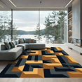 thumbnail image 1 of ODIKA 4x6 Machine Washable Non-Slip Area Rug, Geometric Black High Traffic Rug, Black, 1298460, 1 of 7
