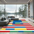 thumbnail image 1 of ODIKA 4'x6' Machine Washable Non-Slip Area Rug, Geometric Blue High Traffic Rug, Blue, 1051589, 1 of 5