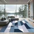 thumbnail image 1 of ODIKA 4'x6' Machine Washable Non-Slip Area Rug, Geometric Blue High Traffic Rug, Blue, 1073317, 1 of 7