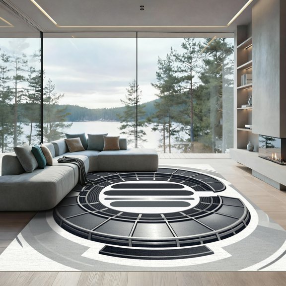 ODIKA 4x6 Machine Washable Non-Slip Area Rug, Geometric Gray High Traffic Rug, Grey, 1242918