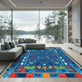 thumbnail image 1 of ODIKA 4'x6' Machine Washable Non-Slip Area Rug, Geometric Navy Blue High Traffic Rug, Blue, 1019893, 1 of 7