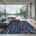 thumbnail image 1 of ODIKA 4'x6' Machine Washable Non-Slip Area Rug, Geometric Navy Blue High Traffic Rug, Blue, 1051707, 1 of 7