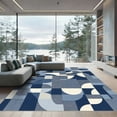 thumbnail image 1 of ODIKA 4'x6' Machine Washable Non-Slip Area Rug, Geometric Navy Blue High Traffic Rug, Blue, 1067091, 1 of 7