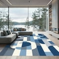 thumbnail image 1 of ODIKA 4'x6' Machine Washable Non-Slip Area Rug, Geometric Navy Blue High Traffic Rug, Blue, 1068365, 1 of 7