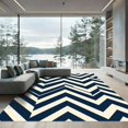 thumbnail image 1 of ODIKA 4'x6' Machine Washable Non-Slip Area Rug, Geometric Navy Blue High Traffic Rug, Blue, 1169980, 1 of 7
