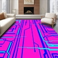 thumbnail image 1 of ODIKA 4'x6' Machine Washable Non-Slip Area Rug, Glitch Art Console with Distorted Stripes High Traffic Rug with Pad, Pink, 595212, 1 of 8