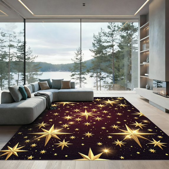 ODIKA 4'x6' Machine Washable Non-Slip Area Rug, Graphic Burgundy High Traffic Rug, Red, 1295364
