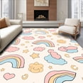 thumbnail image 1 of ODIKA 4'x6' Machine Washable Non-Slip Area Rug, Hand Sketched Motif with Hearts and Whimsical Cloud Accents High Traffic Rug, Pink, 365563, 1 of 7