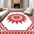 thumbnail image 1 of ODIKA 4'x6' Machine Washable Non-Slip Area Rug, Handcraft Hook Kit Sunburst Floral Weaving Canvas Project High Traffic Rug with Pad, Red, 645054, 1 of 8