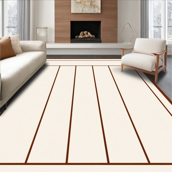 ODIKA 4'x6' Machine Washable Non-Slip Area Rug, Handwriting Foundation With Organized Formation Areas High Traffic Rug, Brown, 689755