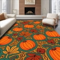 thumbnail image 1 of ODIKA 4'x6' Machine Washable Non-Slip Area Rug, Harvest Pumpkin and Leaf Medley with Rustic Swirl Accents High Traffic Rug, Orange, 741159, 1 of 7
