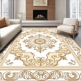 thumbnail image 1 of ODIKA 4'x6' Machine Washable Non-Slip Area Rug, Heirloom Damask Filigree High Traffic Rug, Ivory, 470550, 1 of 5