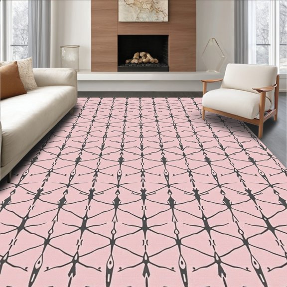 ODIKA 4x6 Machine Washable Non-Slip Area Rug, Hexagonal Honeycomb Design Accent High Traffic Rug, Pink, 576815