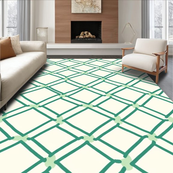 ODIKA 4x6 Machine Washable Non-Slip Area Rug, Hexagonal Honeycomb with Modern Interlocking Tile Design High Traffic Rug, Beige, 466360
