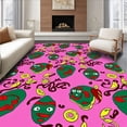 thumbnail image 1 of ODIKA 4'x6' Machine Washable Non-Slip Area Rug, Holiday Featuring Animated and Twirling Vine Accents High Traffic Rug, Pink, 653661, 1 of 5