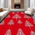 thumbnail image 1 of ODIKA 4'x6' Machine Washable Non-Slip Area Rug, Holiday Fir Tree with Whimsical Feather Accents High Traffic Rug, Red, 617760, 1 of 7