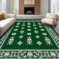 thumbnail image 1 of ODIKA 4'x6' Machine Washable Non-Slip Area Rug, Holiday Ornament Medallion with Traditional Festive High Traffic Rug with Pad, Green, 656103, 1 of 8