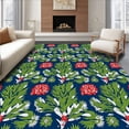 thumbnail image 1 of ODIKA 4'x6' Machine Washable Non-Slip Area Rug, Holiday Pinecone and Spruce Branches Punch Needle High Traffic Rug with Pad, Blue, 644490, 1 of 8