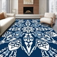 thumbnail image 1 of ODIKA 4'x6' Machine Washable Non-Slip Area Rug, Holiday Snowflake Needlework with Intricate Winter Design High Traffic Rug, Blue, 647085, 1 of 7