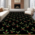 thumbnail image 1 of ODIKA 4'x6' Machine Washable Non-Slip Area Rug, Holly Berry Wreath Stair Treads Peel and Winter Holiday High Traffic Rug, Black, 652131, 1 of 7