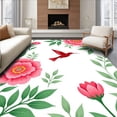 thumbnail image 1 of ODIKA 4'x6' Machine Washable Non-Slip Area Rug, Hummingbird Garden with Blooming Peony Botanical Illustrations High Traffic Rug with Pad, Pink, 477870, 1 of 8