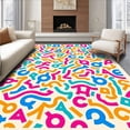 thumbnail image 1 of ODIKA 4'x6' Machine Washable Non-Slip Area Rug, Interactive Letter Maze with Interlocking Paths and Cheerful Icons High Traffic Rug with Pad, Pink, 690656, 1 of 8