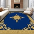 thumbnail image 1 of ODIKA 4'x6' Machine Washable Non-Slip Area Rug, Interlocking Vine Medallion with Accents and Subtle Motif Detailing High Traffic Rug, Blue, 669091, 1 of 7