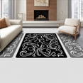 thumbnail image 1 of ODIKA 4'x6' Machine Washable Non-Slip Area Rug, Interlocking Waves and Spirals with Abstract Animal Inspired Motifs High Traffic Rug with Pad, Black, 679370, 1 of 8