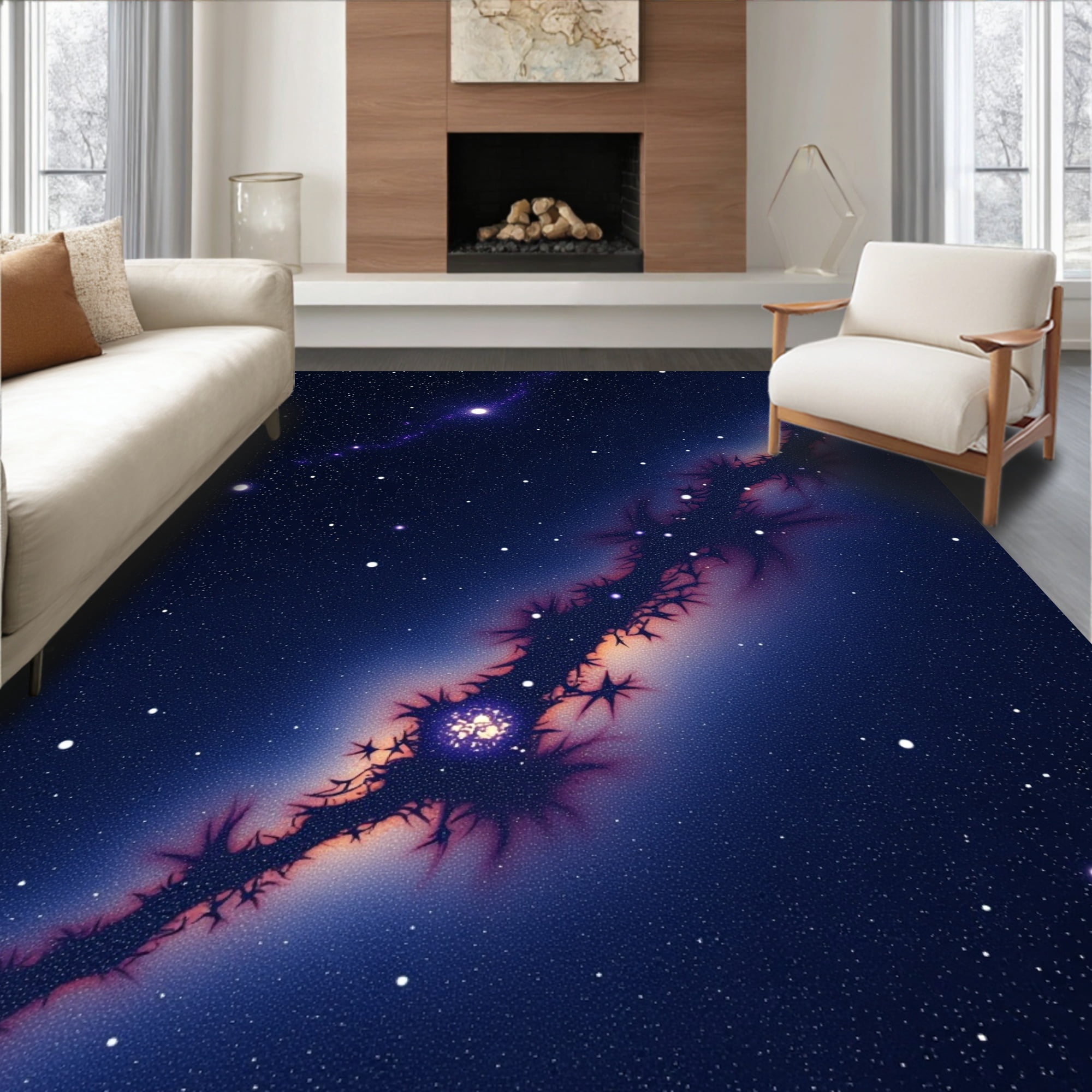 Astral Rug Pattern ODIKA 4'x6' Machine Washable Non-Slip Area Rug, Interstellar Journey ...